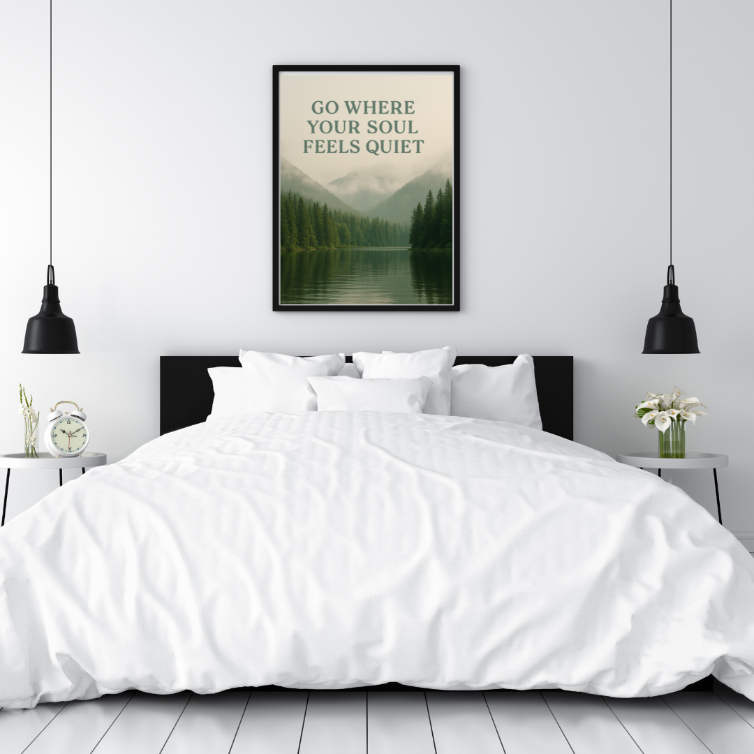 Go Where Your Soul Feels Quiet  Mountain Lake Printable Wall Art [Digital Download] (3 Sizes Included)