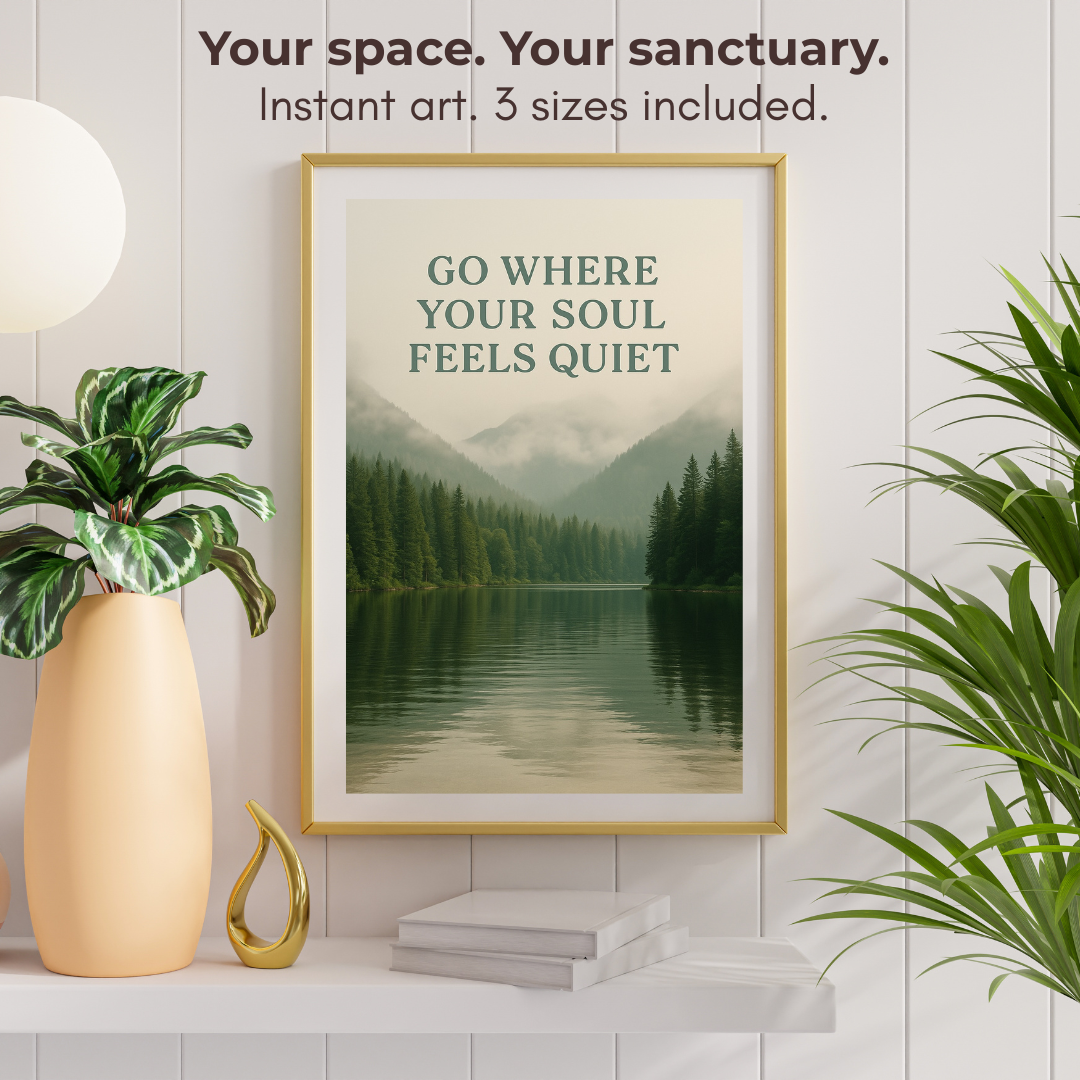 Go Where Your Soul Feels Quiet  Mountain Lake Printable Wall Art [Digital Download] (3 Sizes Included)