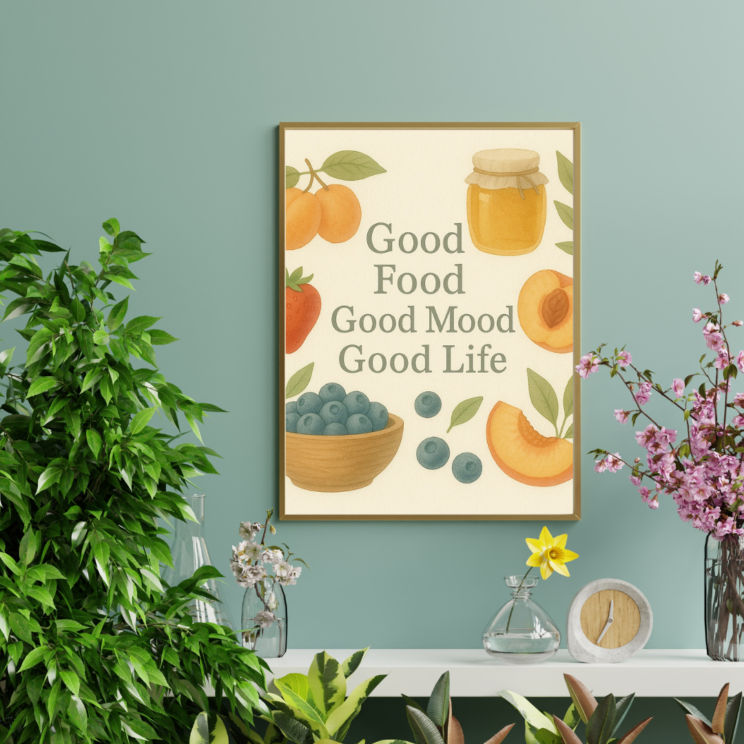 Good Food, Good Mood, Good Life [Digital Download] Printable Wall Art (3 Sizes Included)