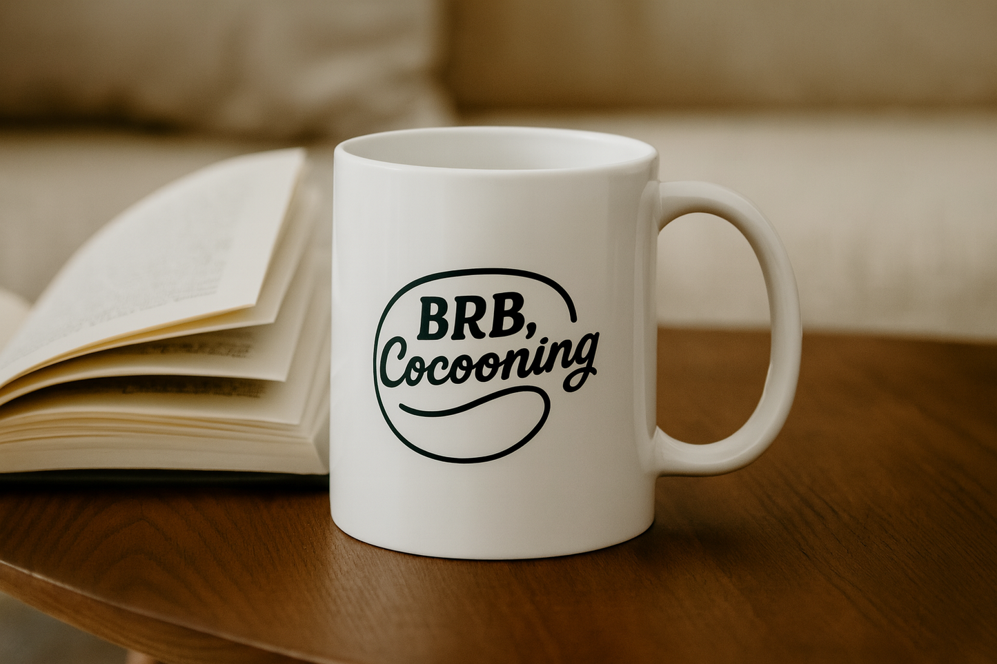 BRB, Cocooning | White Glossy Mug (3 Sizes)
