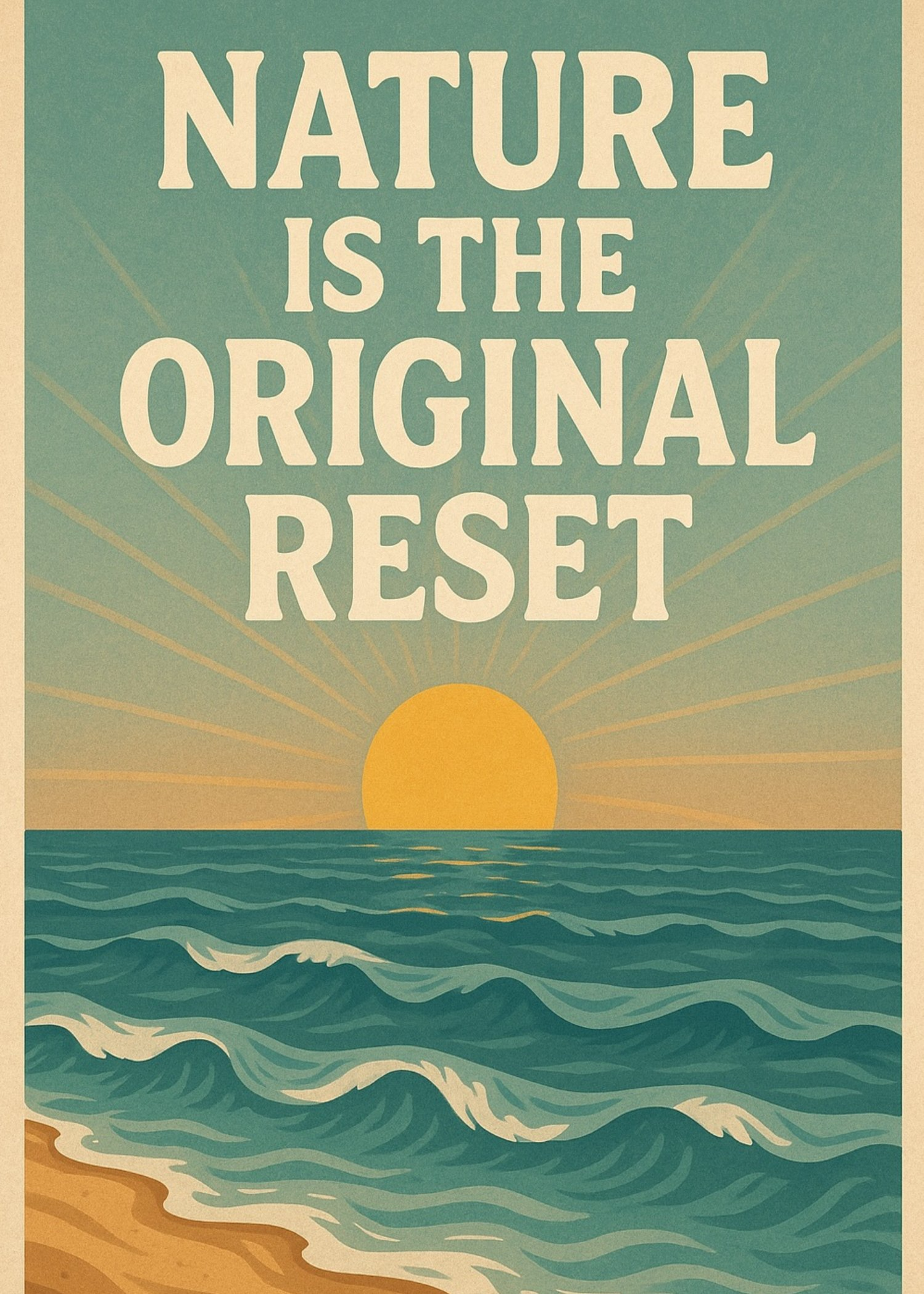 Nature Is the Original Reset Beach Sunset Printable Wall Art [Digital Download] (3 Sizes Included)